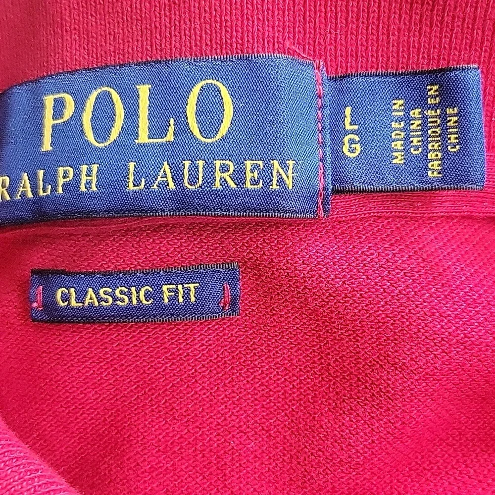 Polo by Ralph Lauren Red Classic Fit Bear Wearing Flag Sweater Short Sleeve Polo